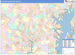 Baltimore-Washington Metro Area Digital Map Color Cast Style